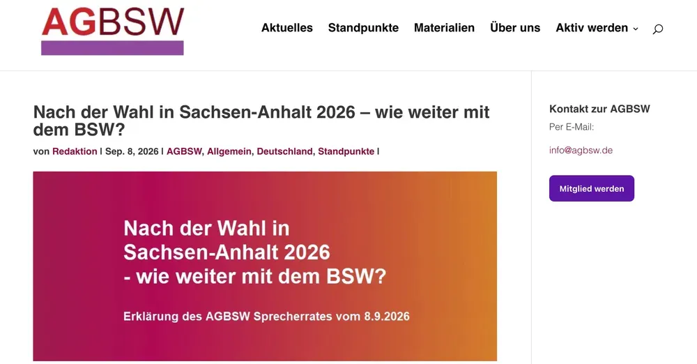 Allemagne : « Après les élections en Saxe-Anhalt 2026, quelles suites pour le BSW ? »
